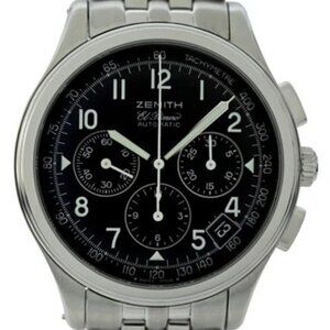 Zenith 38mm Men's El Primero Chronograph Black Dial SS Watch! Ref: 02.0501.400!